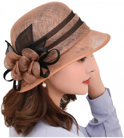 Sun Hats Women's Sinamay Straw Cloche Sun Hat - Fawn/Black - CV18UDOI75T $38.90