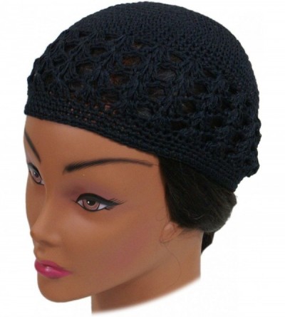 Skullies & Beanies Knit Kufi Hat - Koopy Cap - Crochet Beanie - Black - CX12COR35NH $11.11