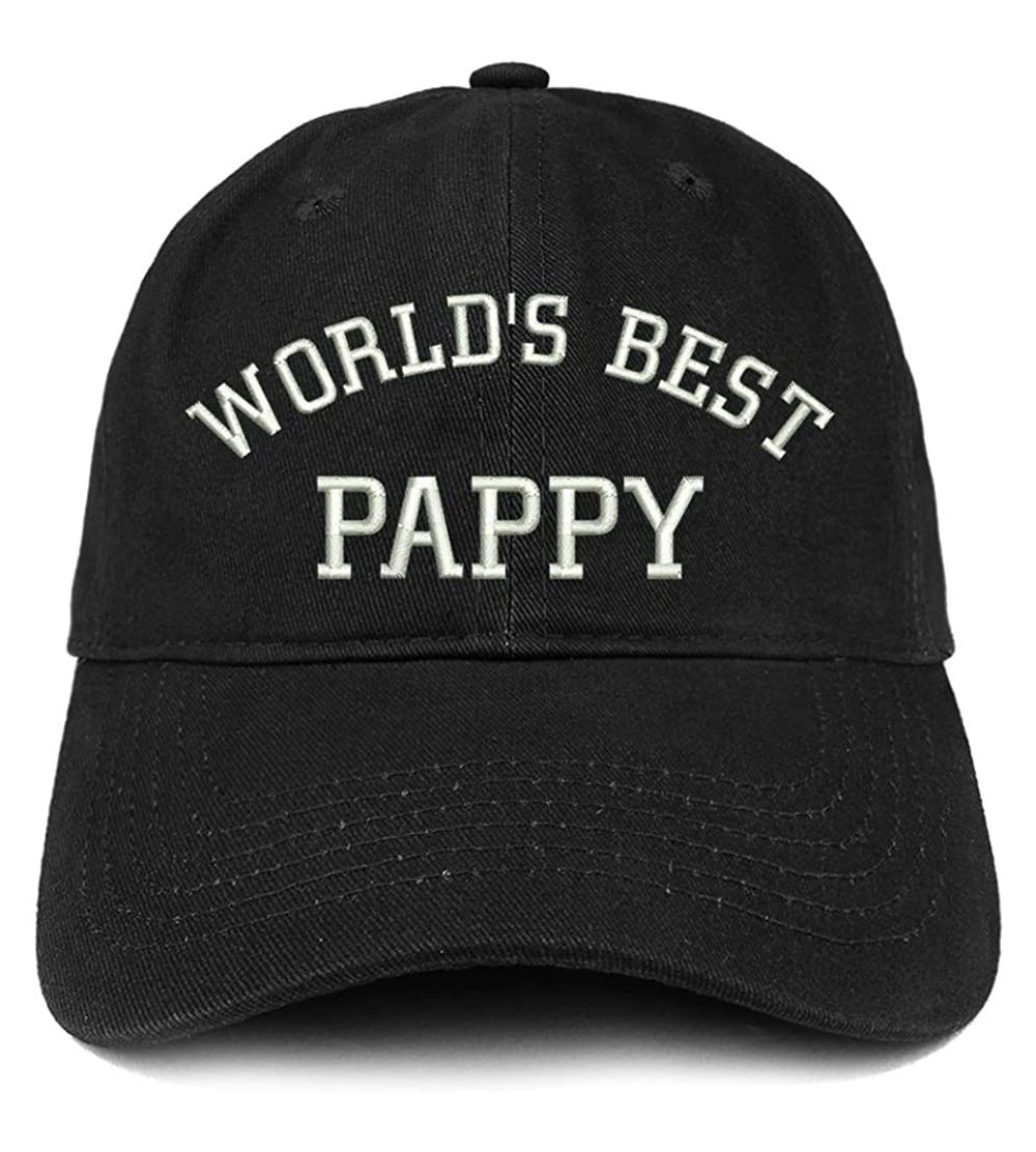 Baseball Caps World's Best Pappy Embroidered Soft Crown 100% Brushed Cotton Cap - Black - CR17Z2Y4MYC $19.28