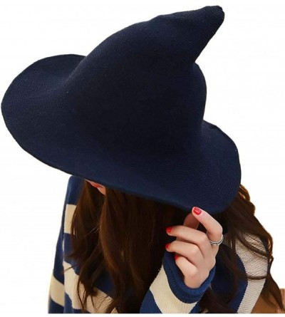 Fedoras Women's Witch Hat Christmas Halloween Party Foldable Cosplay Costume hat - Navy - CY18Y5EAXZK $15.80