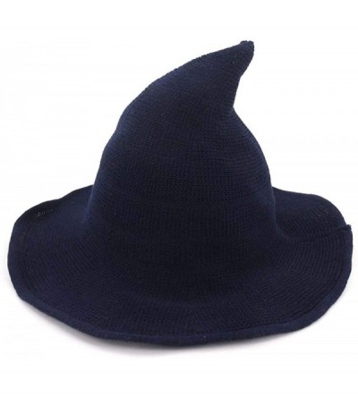 Fedoras Women's Witch Hat Christmas Halloween Party Foldable Cosplay Costume hat - Navy - CY18Y5EAXZK $15.80