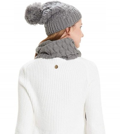 Skullies & Beanies Women Girls Fashion Winter Warm Knitted Hat Beanie Hat Scarf Set - Dark Gray - CX12O56FLID $14.50