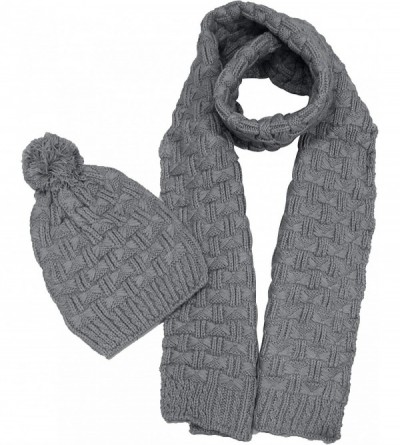 Skullies & Beanies Women Girls Fashion Winter Warm Knitted Hat Beanie Hat Scarf Set - Dark Gray - CX12O56FLID $14.50