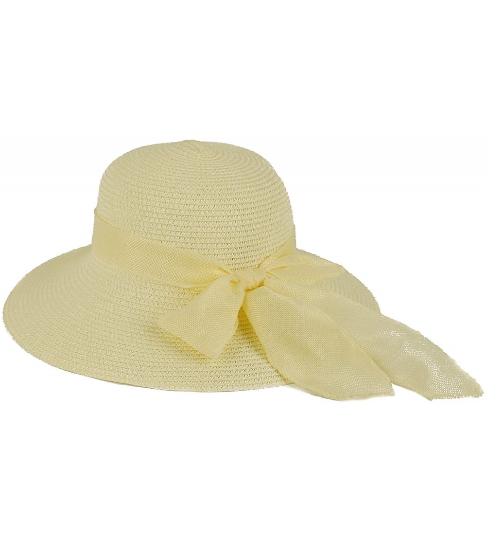 Sun Hats Straw Wide Brim Floppy Hat with Fancy Ribbon 965SH - Natural - C011B8X1KDL $11.94