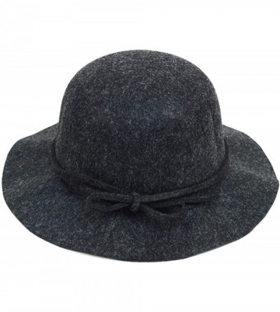 Sun Hats Women's Polyester Felt Floppy Short Brim Bowknot Hat - Charcoal - C11803CAMRX $10.68