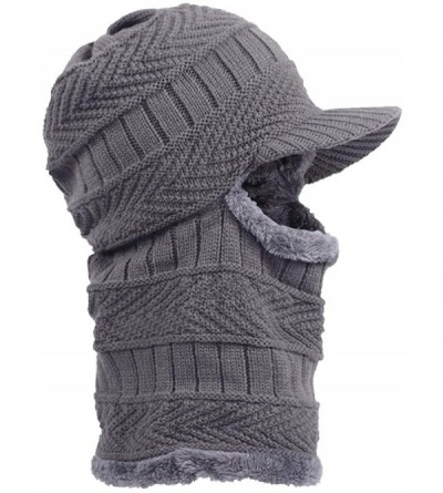 Skullies & Beanies Men Winter Hat Balaclava Cap Neck Warmer Cap Outdoor Thick Knit Hat - Gray - CQ188AGIUYE $16.88