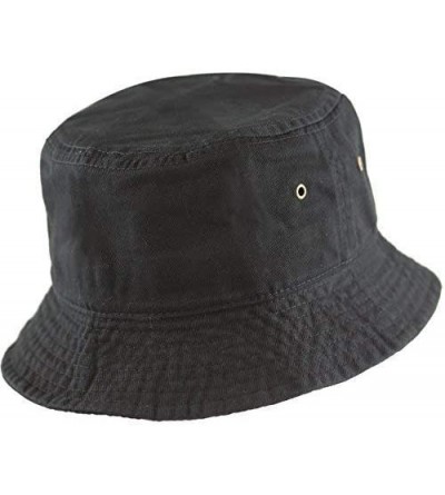 Bucket Hats Unisex 100% Cotton Packable Summer Travel Bucket Beach Sun Hat - Black - C2125W1EVJJ $9.84