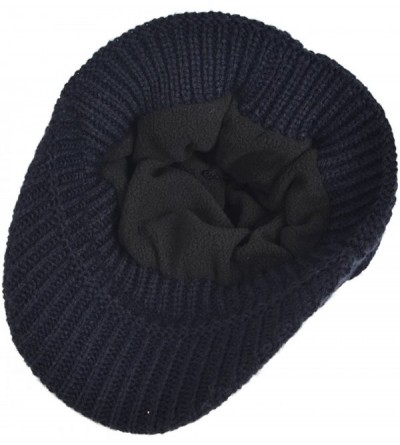 Skullies & Beanies Men's Knit Beanie Visor Skullcap Cadet Newsboy Cap Ski Winter Hat - Check-navy - CI12OBQ1GHF $12.14