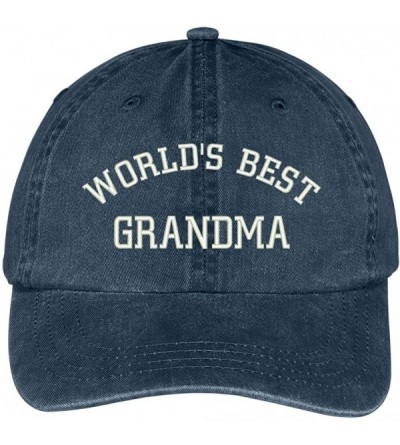 Baseball Caps World's Best Grandma Embroidered Pigment Dyed Low Profile Cotton Cap - Navy - CS12GPQXXUN $19.42