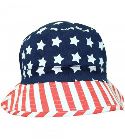 Bucket Hats Red White & Blue American Flag Print Bucket Hat - CZ126OSVTWL $39.09