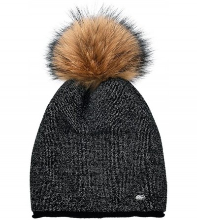 Skullies & Beanies Womens Winter Knit Beanie Hats with Fur Pom Pom Thick Warm Lined Slouchy Beanie Hat Ski Caps - CA186AIMRWA...