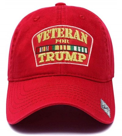 Baseball Caps Veterans for Trump Dad Hat Cotton Ball Cap Baseball Cap Hand Wash PC101 - Pc101 Red - CN19469QR8K $12.77