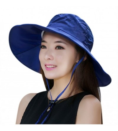Sun Hats Women Summer Rain Hat UV UPF 50 Sun Protection Wide Brim Hat Sun Hat Foldable Bucket Hat - Blue - CI18CMMK7UE $13.48