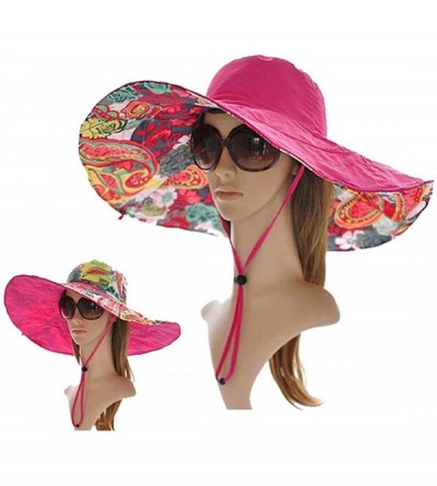 Sun Hats Womens Summer Flap Cover Cap Cotton Anti-UV UPF 50+ Sun Shade Hat Folding Sun Hat Beach Cap - Rose Red - C5183G25SA5...