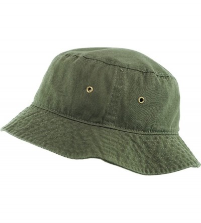 Bucket Hats Unisex Washed Cotton Bucket Hat Summer Outdoor Cap - (1. Bucket Classic) Olive - CU19489QQQN $12.92