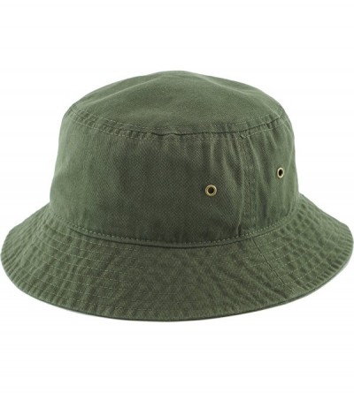 Bucket Hats Unisex Washed Cotton Bucket Hat Summer Outdoor Cap - (1. Bucket Classic) Olive - CU19489QQQN $12.92