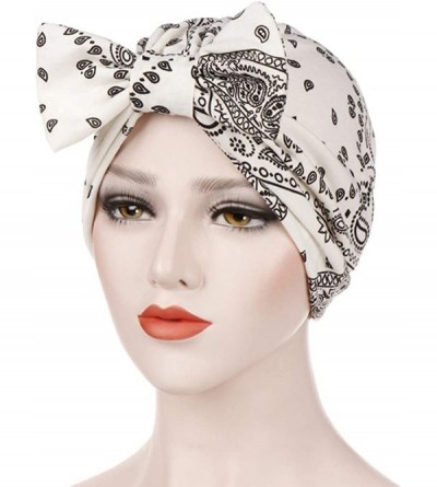 Skullies & Beanies Women Muslim Bowknot Stretch Turban Hat Chemo Cap Hair Loss Head Scarf Wrap Cap - B - CK18KA3SE7C $8.14