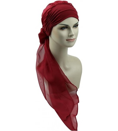 Skullies & Beanies Chemo Headwear Headwrap Scarf Cancer Caps Gifts for Hair Loss Women - Pure Burgundy - CP18CHY6EIE $17.01