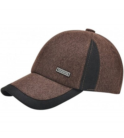 Skullies & Beanies Men Winter Thicken Wool Fleece Lined Snowboarding Baseball Cap Hat with Earflaps - Coffee - CG12MXXUWG8 $8.10