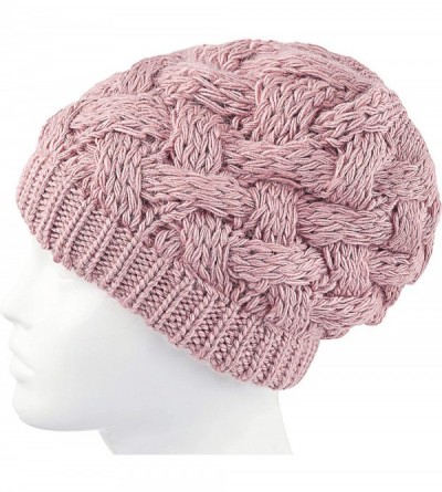 Skullies & Beanies Cable Knit Slouchy Chunky Oversized Soft Warm Winter Beanie Hat - Pink - CR18I5LZ4NU $10.25