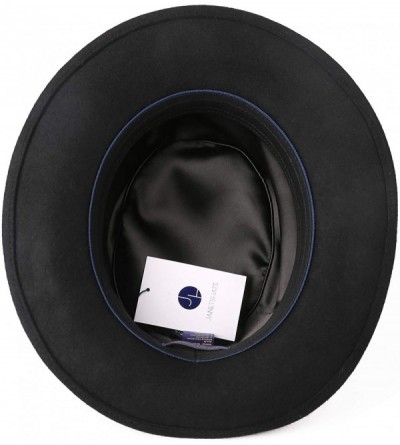 Fedoras Men's Wool Felt Pork Pie Fedora Hat Crushable Boater Derby Ribbon Cap - Black - CW18HUL5WDA $14.43