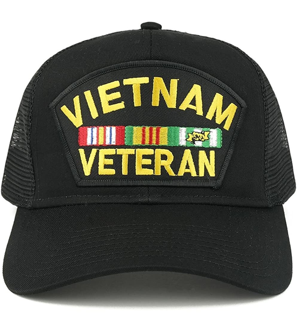 Baseball Caps Military Vietnam Veteran Large Embroidered Iron on Patch Adjustable Mesh Trucker Cap - Black - CH12MYM4QEX $23.17