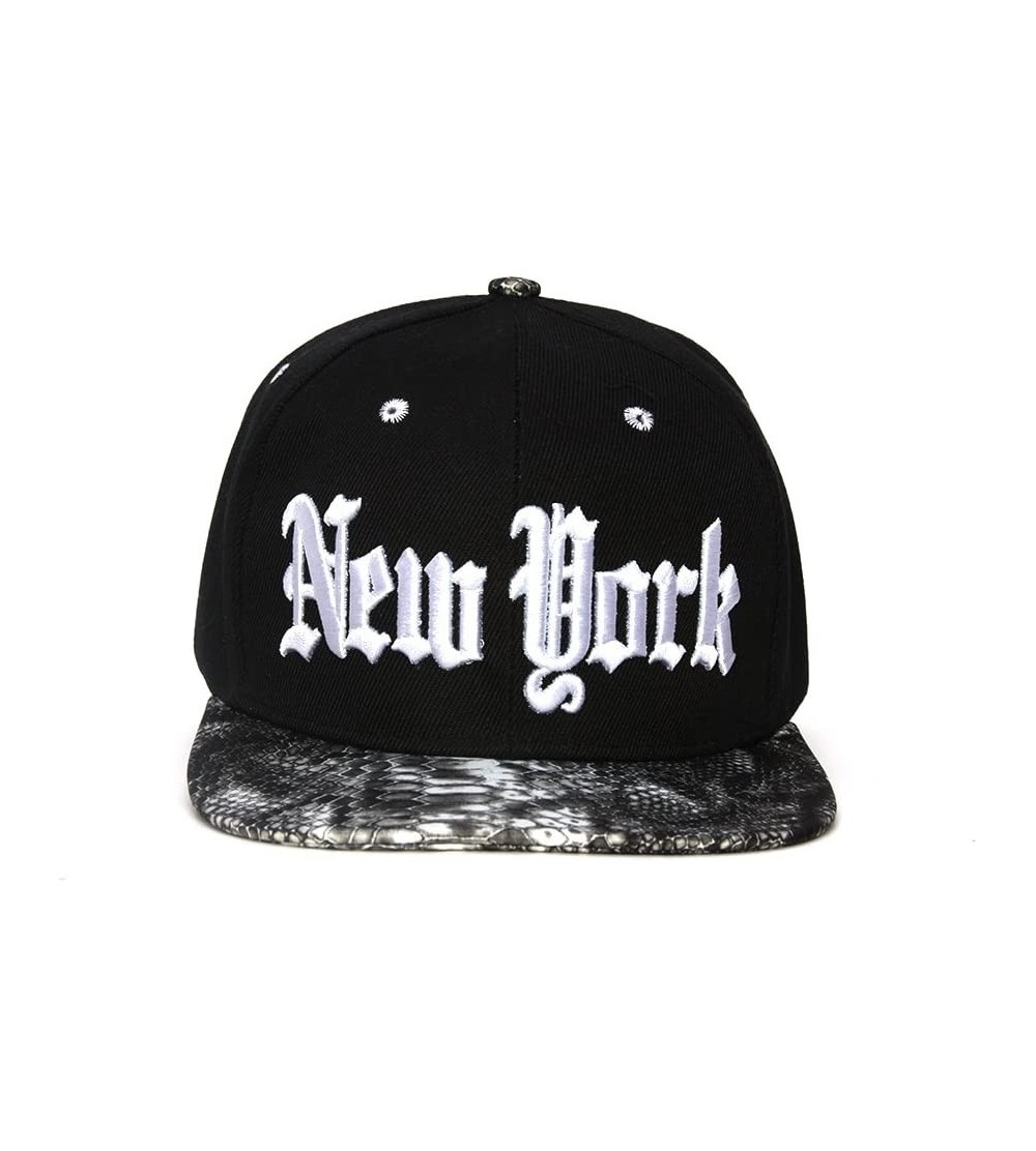 Baseball Caps City Black/Snakeskin Olde English Adjustable Baseball Cap - New York - CK11ZROIW9H $7.47