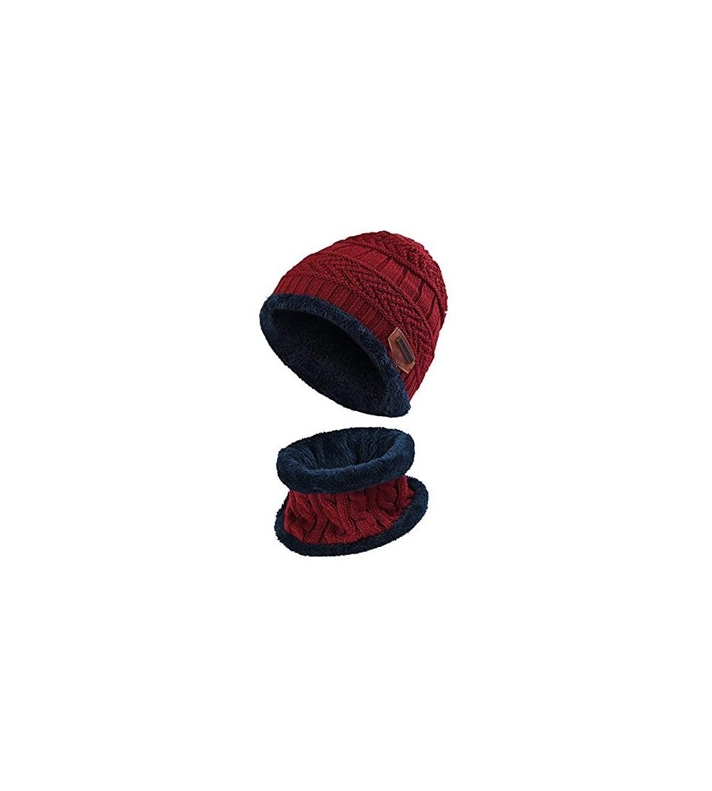 Skullies & Beanies Winter Hat 2-Pieces Warm Knitted Hat and Circle Scarf Set Outdoors Scarf Beanie Skull Cap for Winter - Lig...