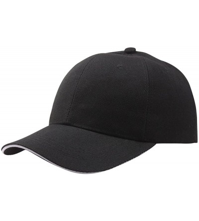 Baseball Caps Unisex Women Men Classic Adjustable Baseball Cap Washed Snapback Hip-Hop Plain Dad Hat Sunhat - Black - CO18O77...
