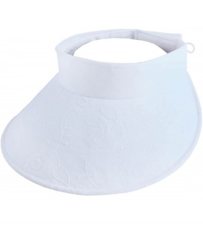 Visors Women's Cotton Roll Up Wide Brim Sun Visor Hat - Off White - CS123RHM6ND $8.46