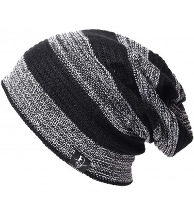 Skullies & Beanies Men Slouch Beanie Knit Long Oversized Skull Cap for Winter Summer N010 - B306-black - C218I23QSZY $12.10