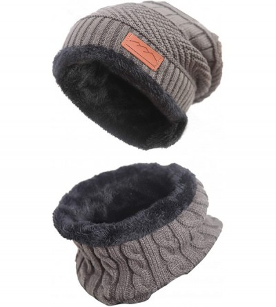 Skullies & Beanies Slouch Beanie Winter Hat Scarf Set for Women (Knit Hat- Neck Warmer) - Grey - C618X9NQO89 $11.80
