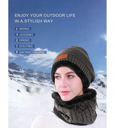 Skullies & Beanies Slouch Beanie Winter Hat Scarf Set for Women (Knit Hat- Neck Warmer) - Grey - C618X9NQO89 $11.80