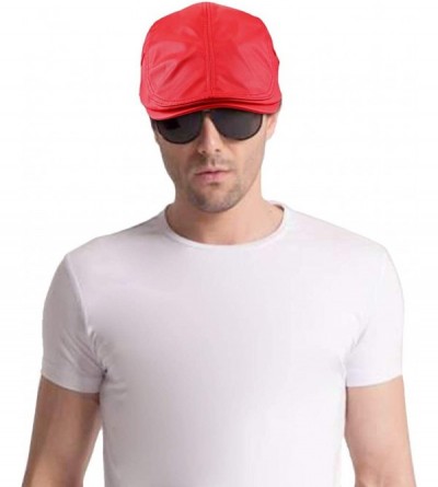 Newsboy Caps Newsboys Caps for Men-Beret Leather Hat Gatsby Flat Hats Ivy Driving Cap - 2-red - CI1880S6KUT $10.39