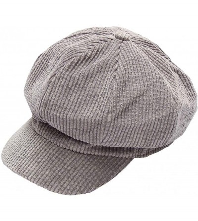 Newsboy Caps Women's Octagonal Hat Cotton Corduroy Newsboy Cap Gatsby Ivy Hat - Grey 02 - C318Z8GEKMU $15.56