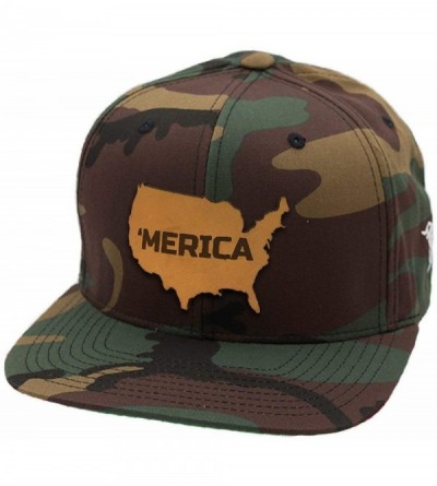 Baseball Caps USA 'The 'Merica' Leather Patch Snapback Hat - Charcoal - CE18IGQAQXL $20.10