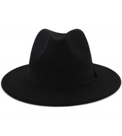 Fedoras Wide Brim Fedora Hats for Women Dress Hats for Men Two Tone Panama Hat with Belt Buckle/Bowknot Band - CY194A34ITS $2...