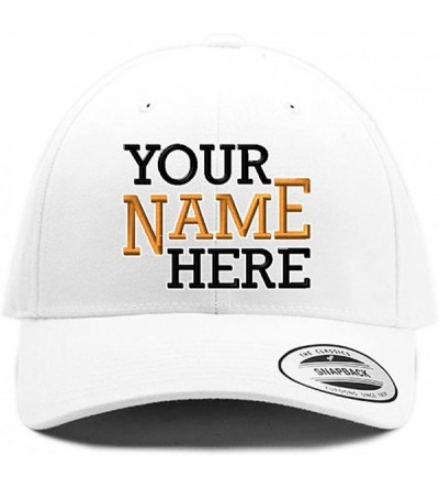 Baseball Caps Custom Hat- 6789M Yupoong Curved Visor Snapback- Custom Logo Or Name Embroidery. - White - C318E7U8WNX $27.90