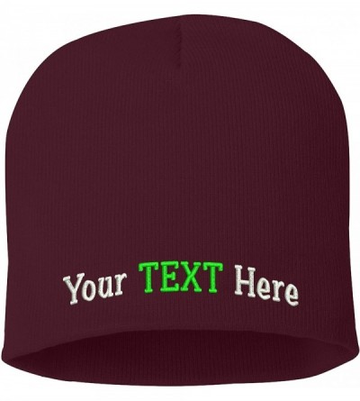 Skullies & Beanies Skull Knit Hat with Custom Embroidery Your Text Here or Logo Here One Size SP08 - Maroon Knit W/ Text - CL...