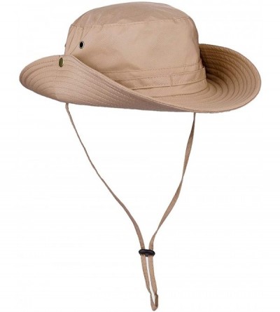 Bucket Hats Solid Color Bucket Hat- Sun Protection Outdoor Fishing Garden Boonie Cap - Khaki - C118R7OAI2Z $11.08