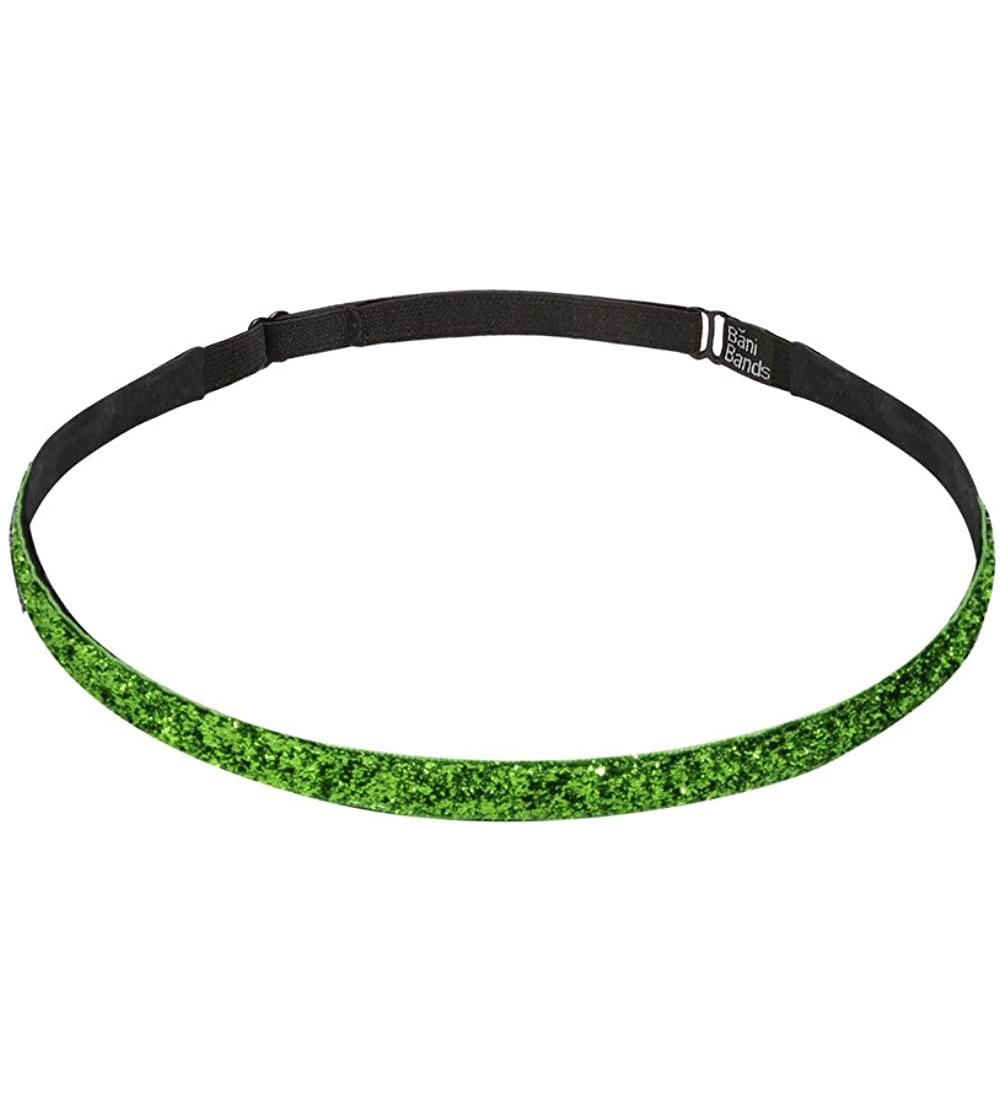 Headbands Women's Glitter Skinny Adjustable Headband with Non-Slip Lining - GLITTER-Lime Green - C812L94YI5F $8.64