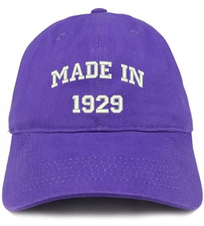 Baseball Caps Made in 1929 Text Embroidered 91st Birthday Brushed Cotton Cap - Purple - CA18C9XTMOS $20.95