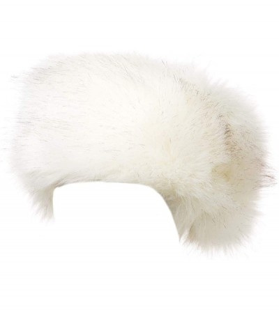 Cold Weather Headbands Cozy Warm Hair Band Earmuff Cap Faux Fox Fur Headband with Stretch for Women - B1-white With Black - C...