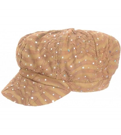 Newsboy Caps Womens Soft Sequin Newsboy Chemo Hat with Stretch Band- Fitted- for Cancer Hair Loss - 09- Beige - C311BHBSYJR $...