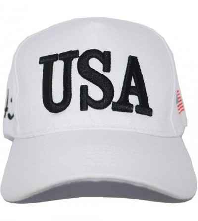 Baseball Caps Keep America Great 2020- with 45th President Donald Trump USA Cap/Hat and USA Flag - White - CG18RK23YNU $10.70