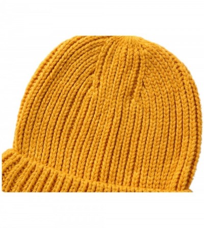 Skullies & Beanies Women Men Skull Hat Winter Cuff Beanie Soft Warm Knit Cap Watch Hat - Yellow - CX18ZK24GIL $9.12