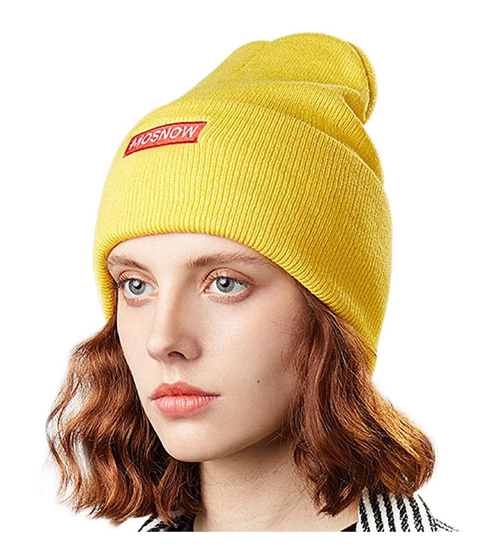 Skullies & Beanies 50% Wool Short Knit Fisherman Beanie for Men Women Winter Cuffed Hats - 6-yellow - CZ18Z35WNO4 $10.38