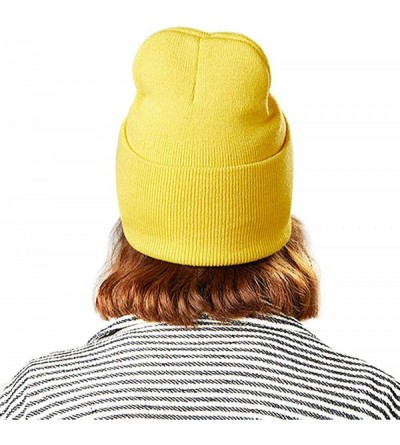 Skullies & Beanies 50% Wool Short Knit Fisherman Beanie for Men Women Winter Cuffed Hats - 6-yellow - CZ18Z35WNO4 $10.38