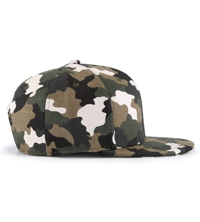 Baseball Caps Unisex Snapback Hats Adjustable USA Army Camouflage Flat Brim Baseball Cap - W184 - CQ18R6ETNSX $12.71