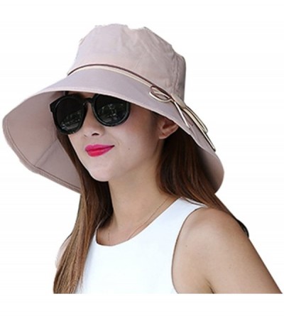 Bucket Hats Women's Sun Hat Summer Beach Hat Foldable Wide Brim Bucket travel Cap - Khaki - C5182K6NR8K $11.93